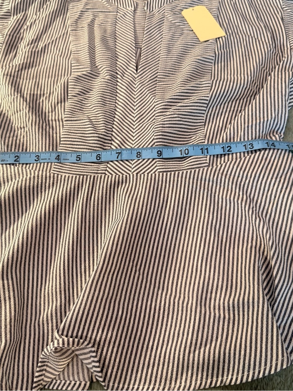 Monteau Los Angeles Peplum Blouse XL Blue White Striped NWT Flutter Sleeve - Picture 11 of 12